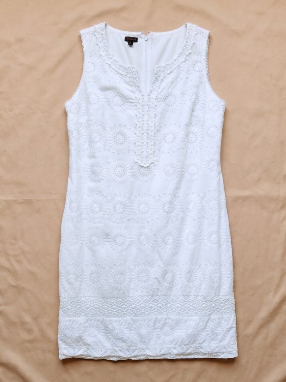 Talbots White Crochet Trim Midi Dress